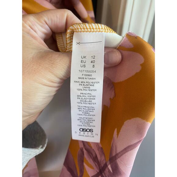 ASOS DESIGN square neck smock mini dress in a floral print-Size 8 - Picture 4 of 5